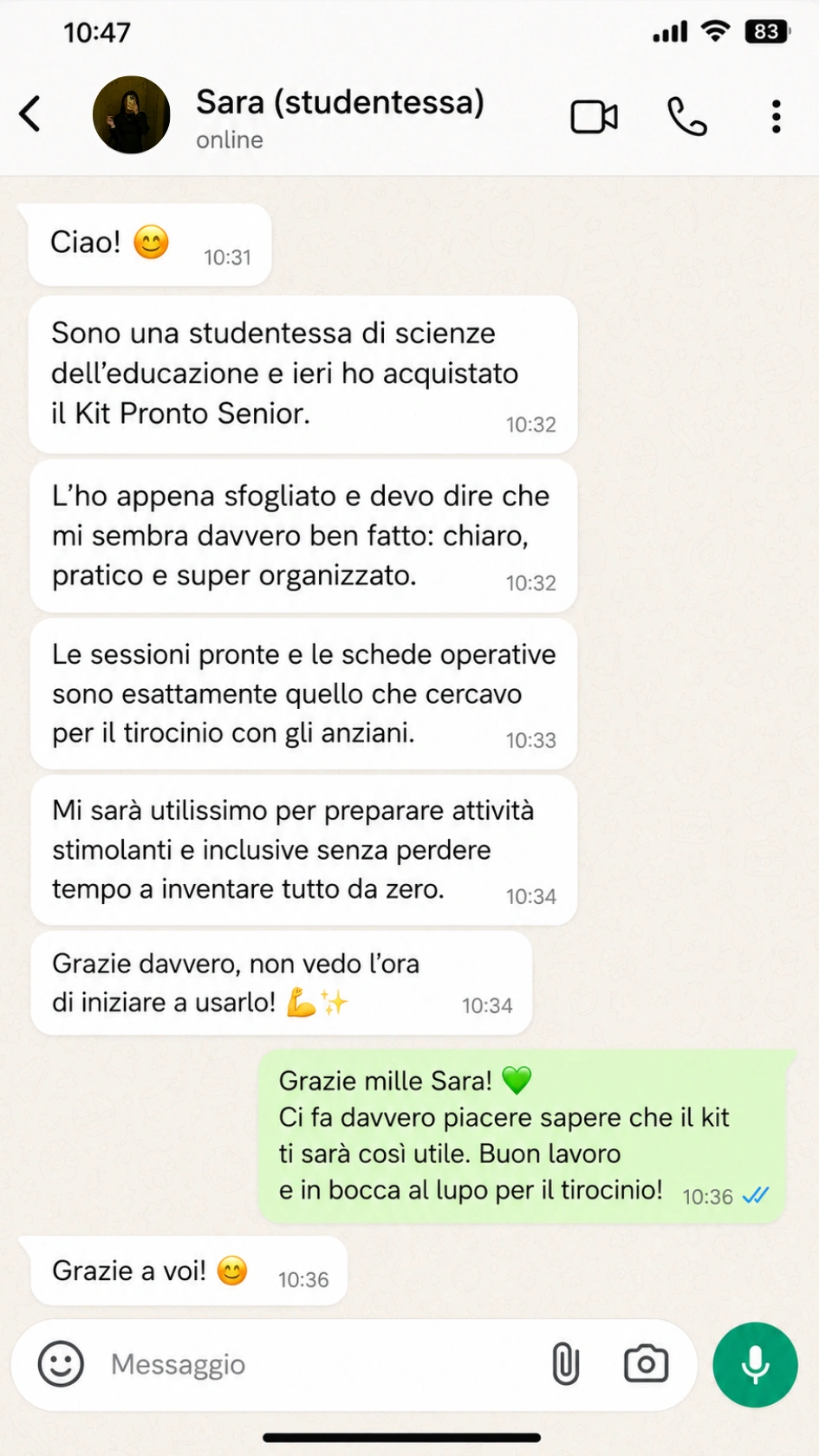 Testimonianza reale su WhatsApp