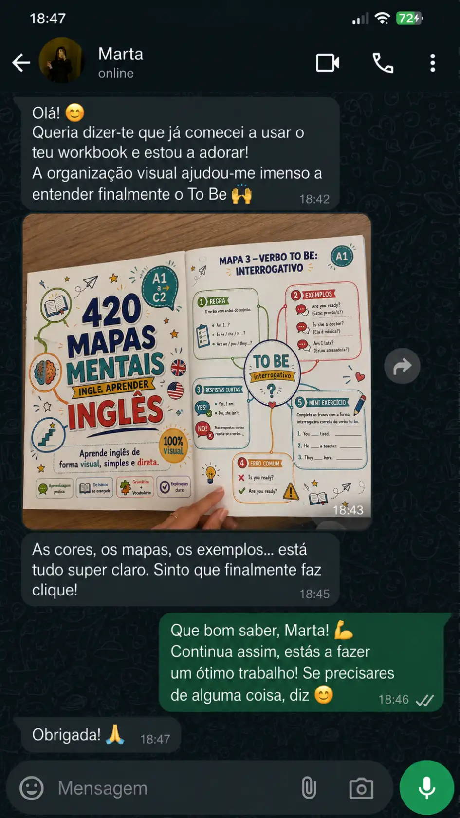 Depoimento de aluna do Mapa do Inglês